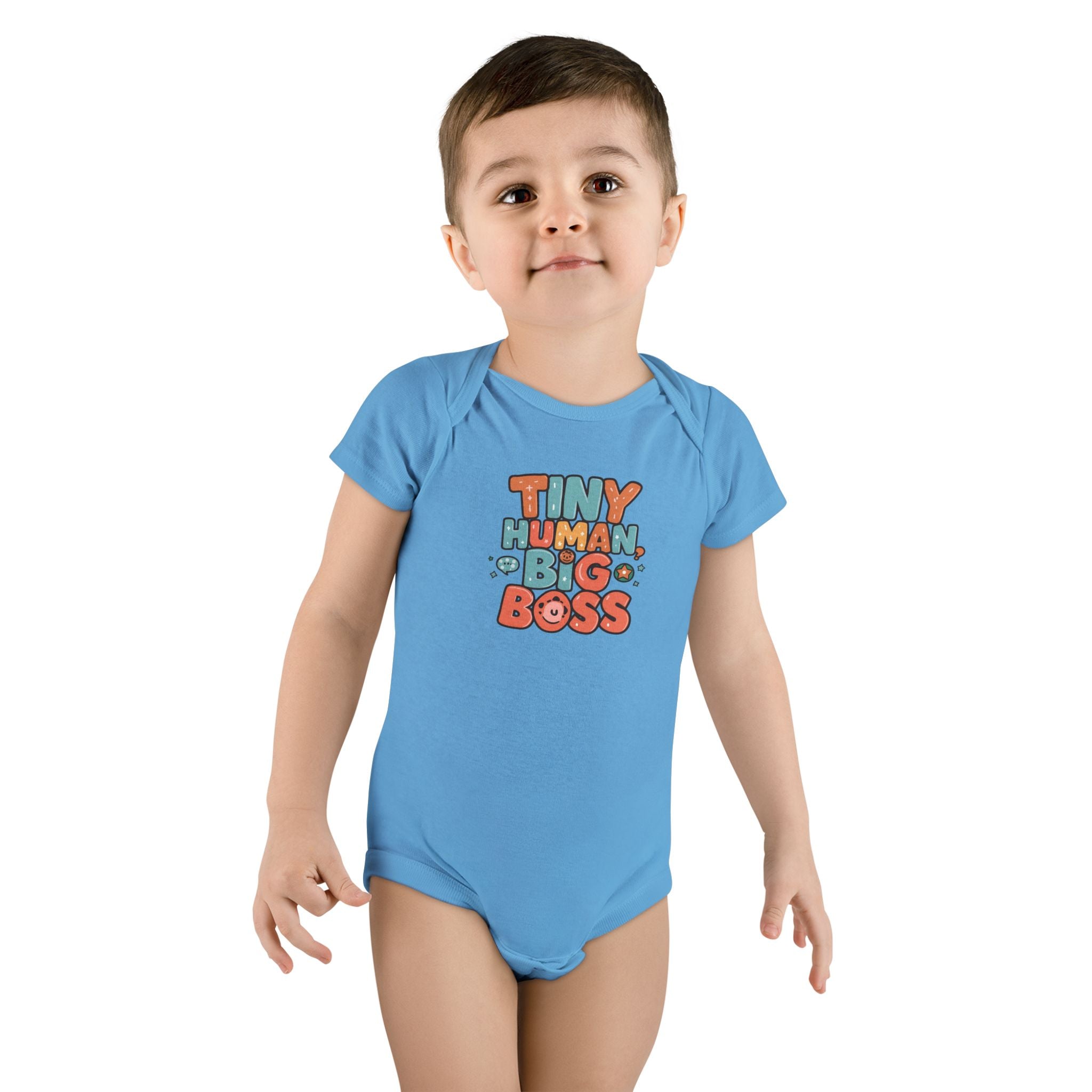 Cute Baby Onesie - Tiny Human, Big Boss - Pastel, Newborn Gift, Baby Shower, Infant Clothes, Funny Baby Outfit