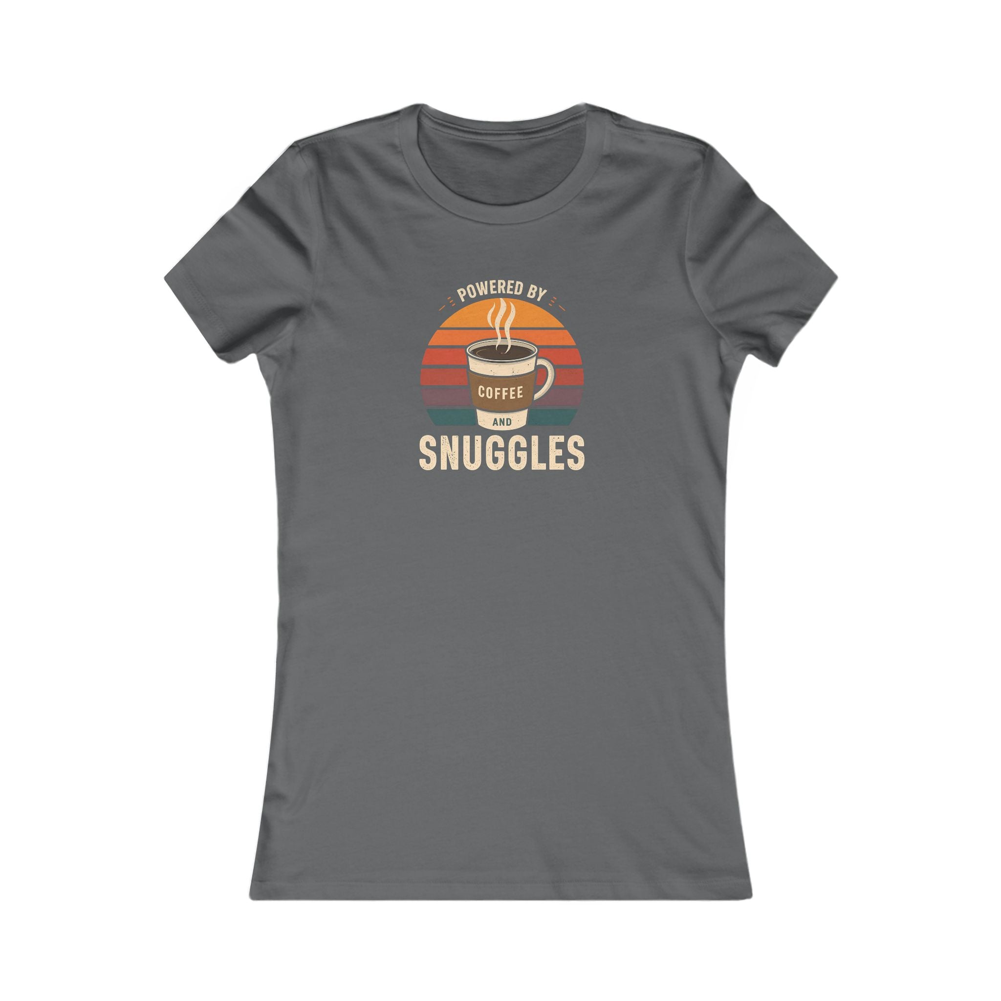 Women's Coffee and Snuggles Tee (Retro), Cute Graphic T-Shirt, Cozy Gift for Coffee Lovers, Relaxed Fit, Perfect for Celebrations