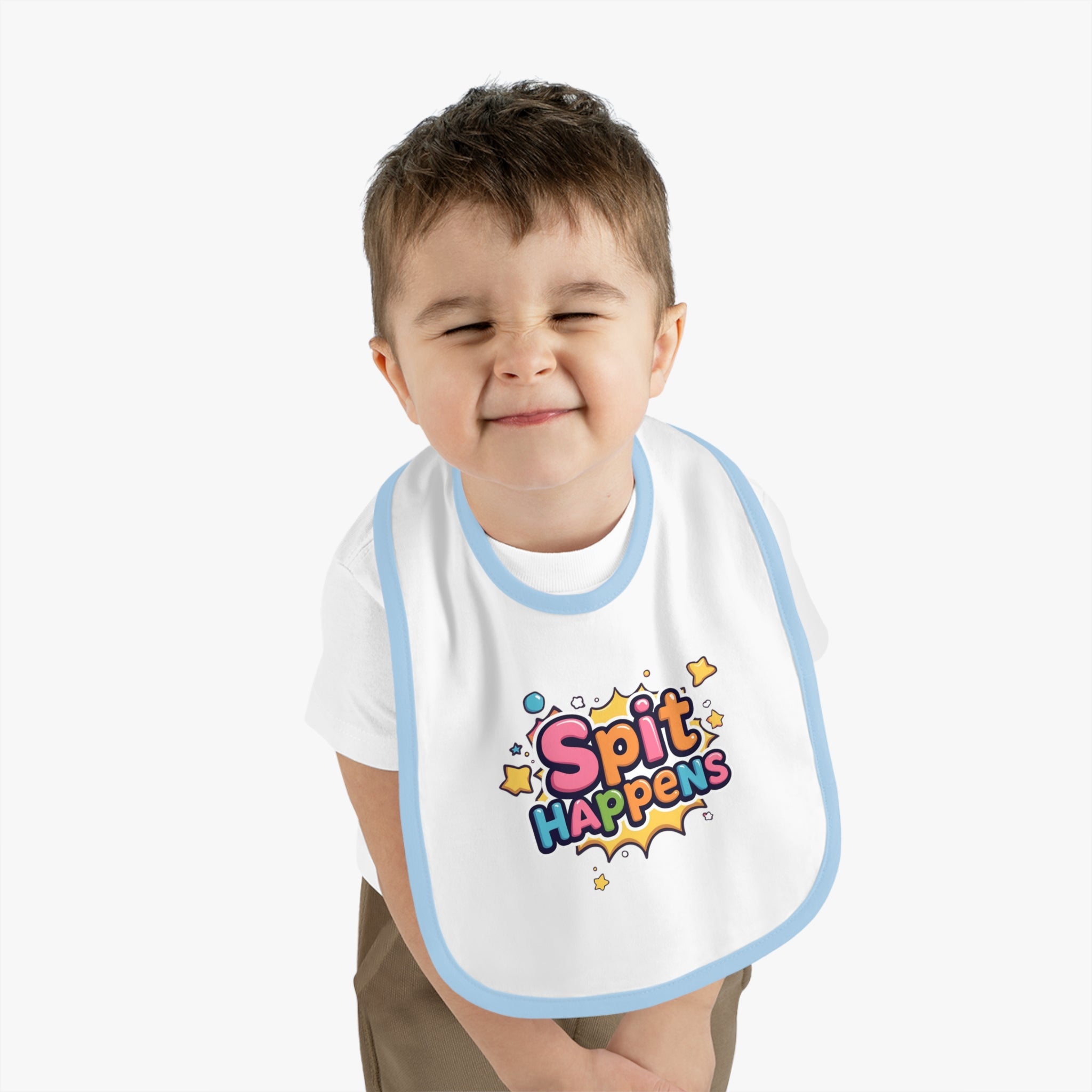Spit Happens (Party Deco) Baby Bib, Funny Baby Gift, Cute Infant Bib, Baby Shower Present, Customizable Baby Wear