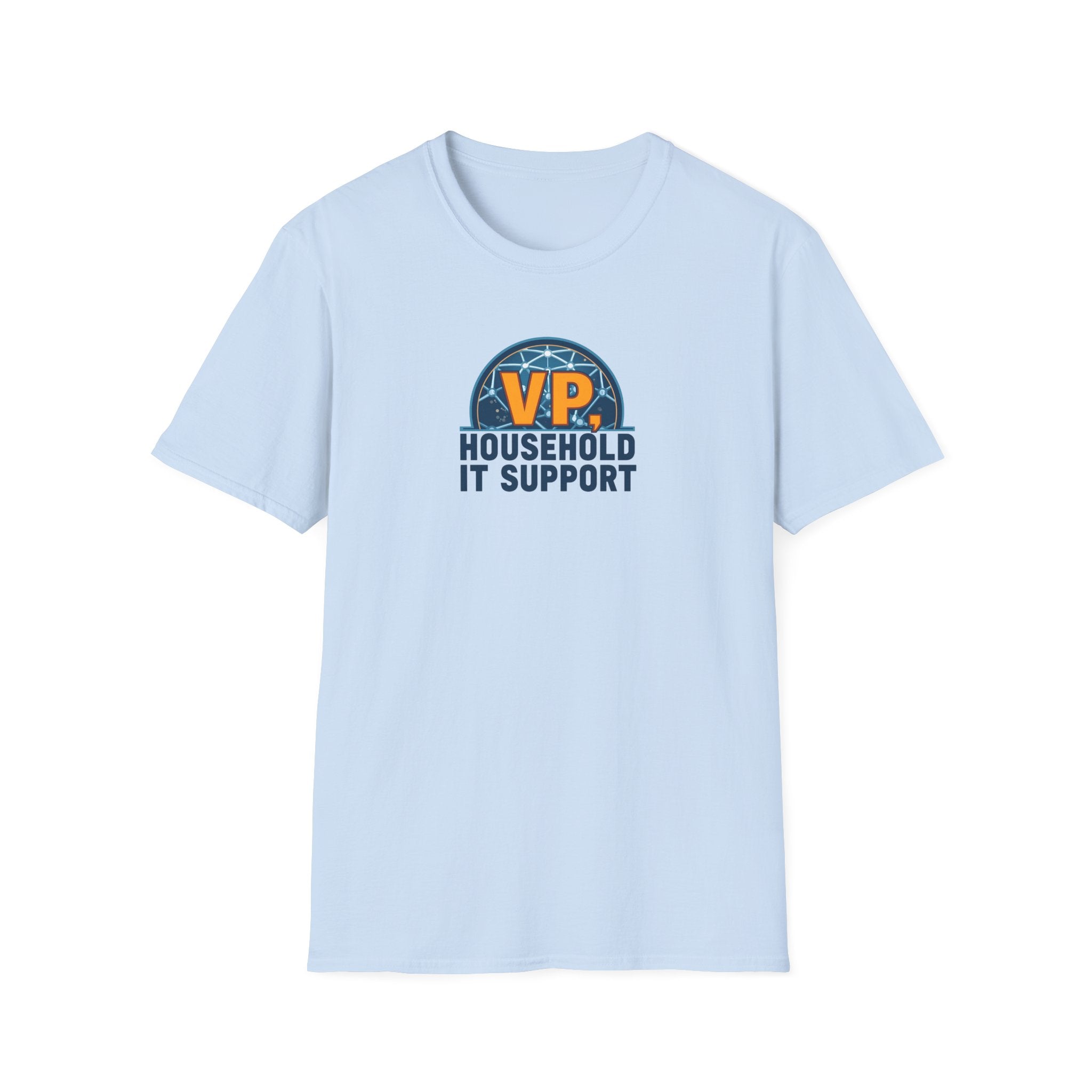 VP, Houshold IT (Globe) Unisex Softstyle T-Shirt, Casual Tee, Gift for Friends, Everyday Wear, Funny Graphic Shirt, Summer Outing Apparel