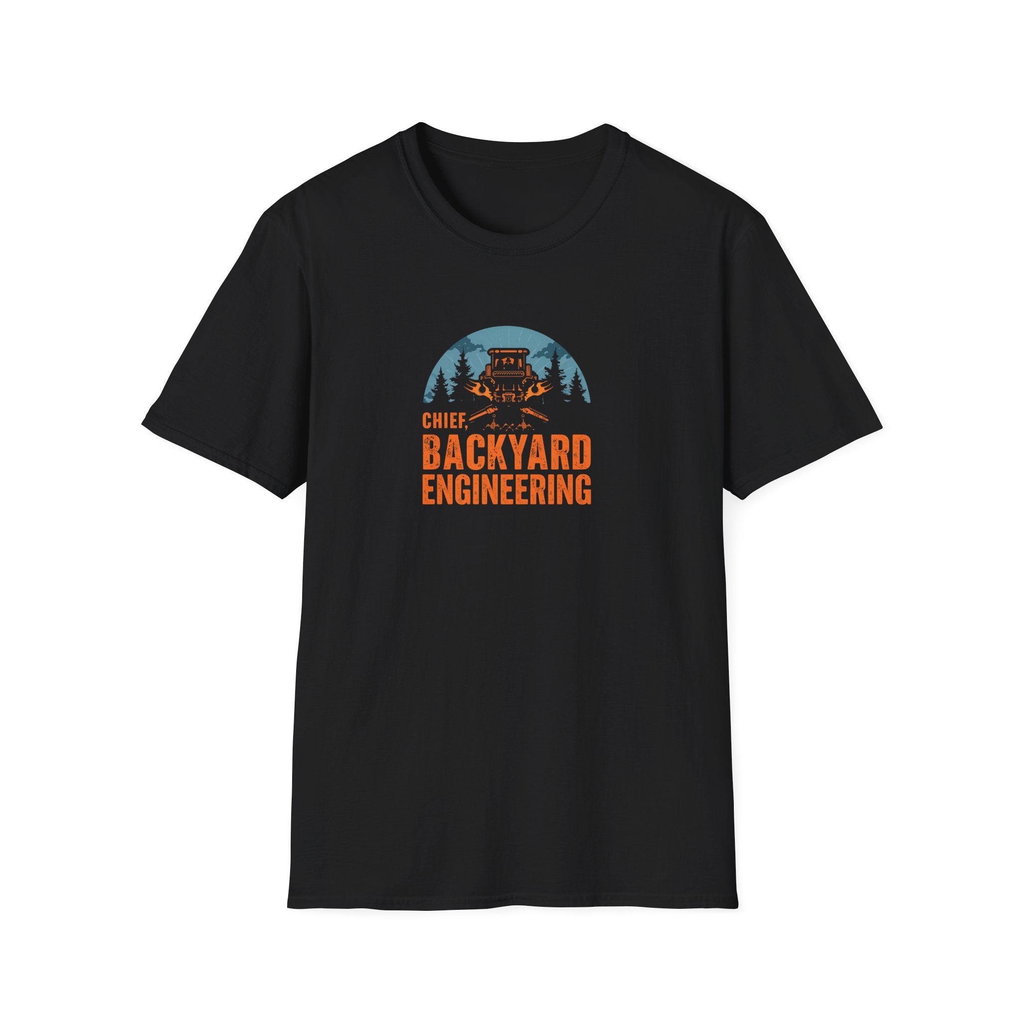 Backyard Engineering T-Shirt (Outdoors), Fun Gift for Dads, DIY Enthusiasts, Unisex Casual Top, Outdoor Adventure Shirt, Unique Father's Day Gift