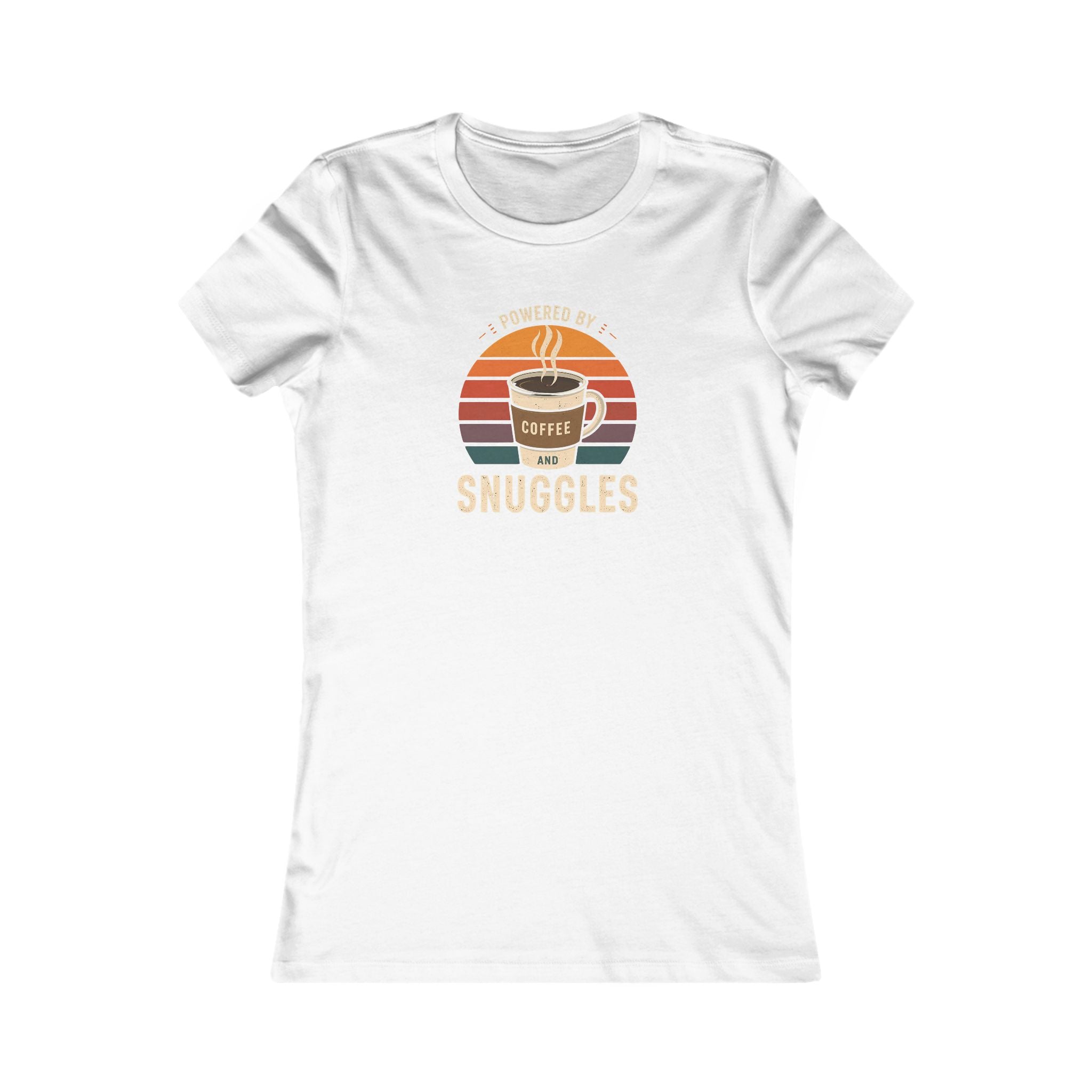 Women's Coffee and Snuggles Tee (Retro), Cute Graphic T-Shirt, Cozy Gift for Coffee Lovers, Relaxed Fit, Perfect for Celebrations