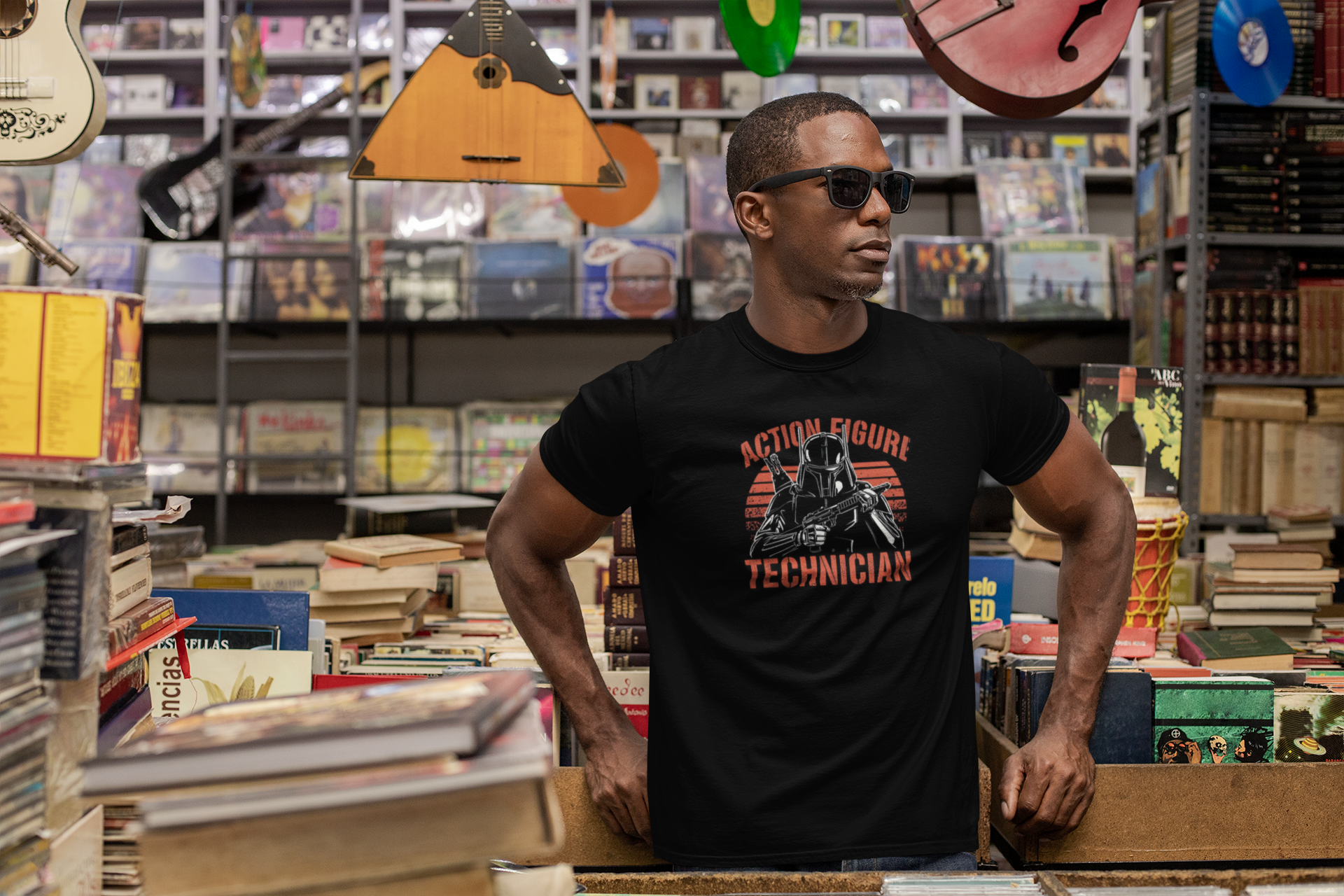 Action Figure Technician T-Shirt (Space), Gift for Dads, Fun Family Shirt, Unisex Tee, Playful Dad Shirt