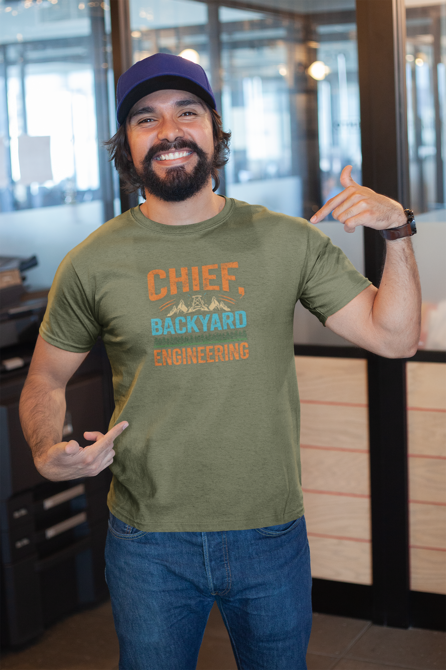 Backyard Engineering T-Shirt (Mountains), Fun Gift for Dads, DIY Enthusiasts, Unisex Casual Top, Outdoor Adventure Shirt, Unique Father's Day Gift