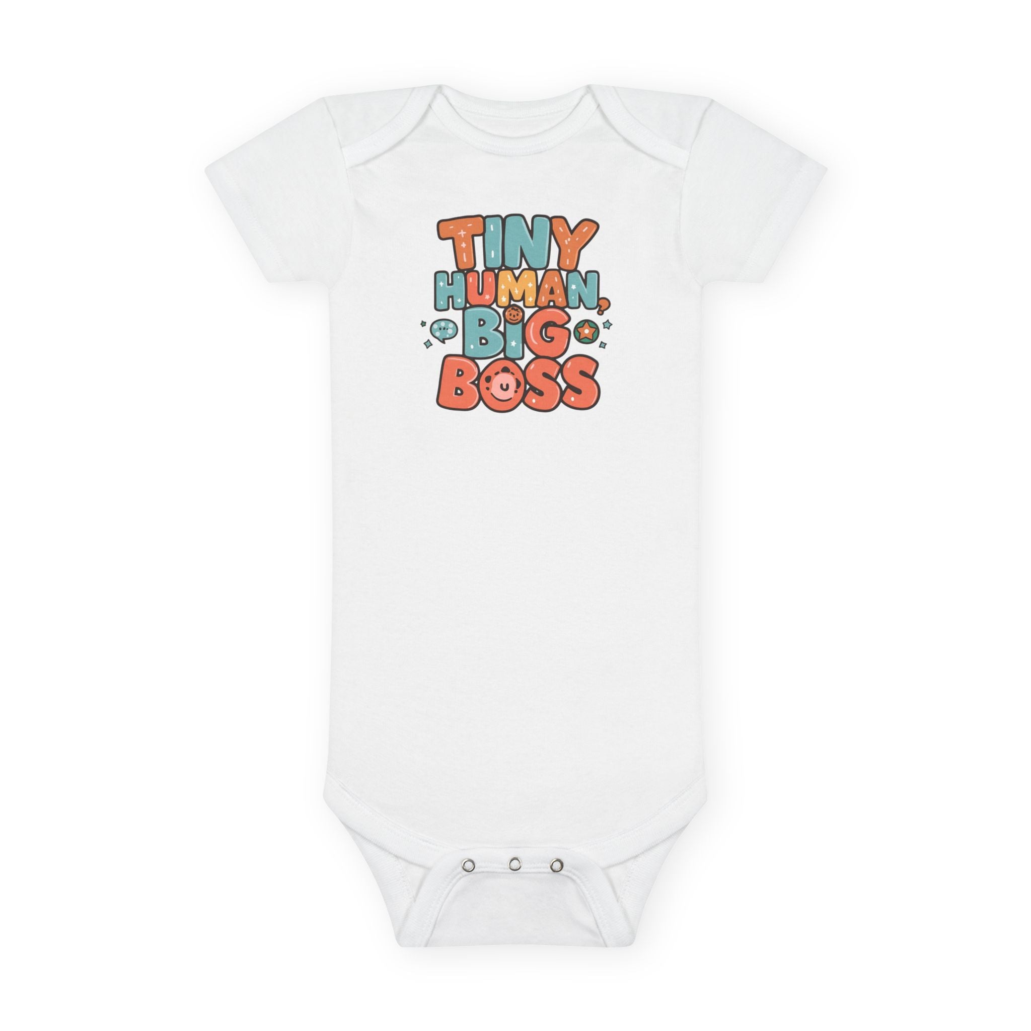 Cute Baby Onesie - Tiny Human, Big Boss - Pastel, Newborn Gift, Baby Shower, Infant Clothes, Funny Baby Outfit