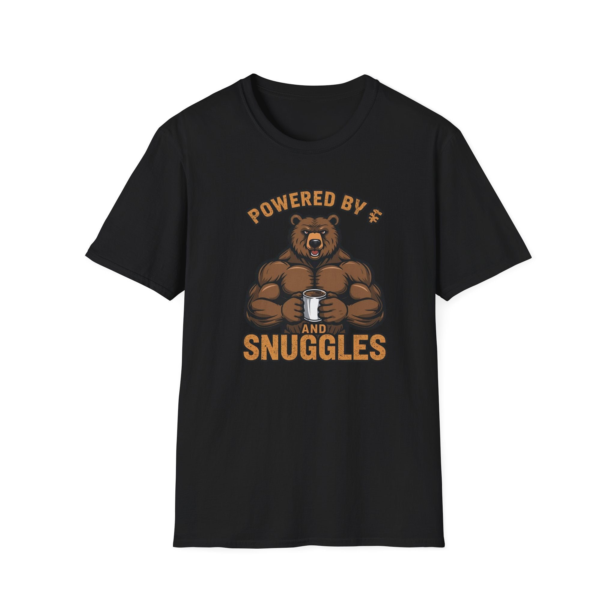 Powered by Snuggles Bear T-Shirt, Funny Gift, Cozy Graphic Tee, Unisex Apparel, Cute Bear Shirt, Casual Wear